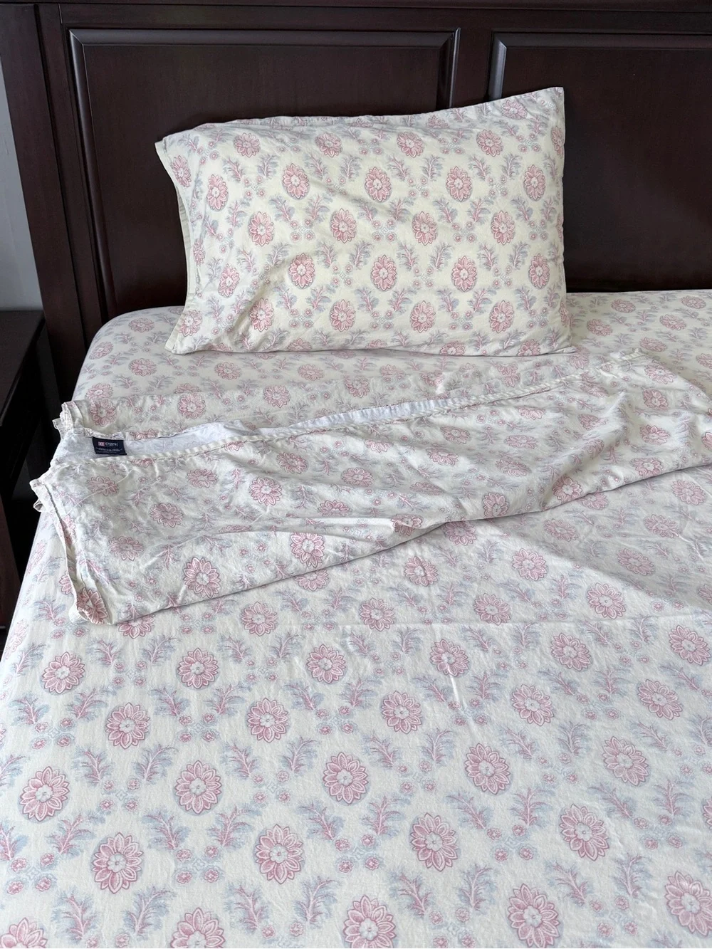 Chaps Ralph Lauren Welbourne Sheet Set Queen Size Red Ivory Blue
